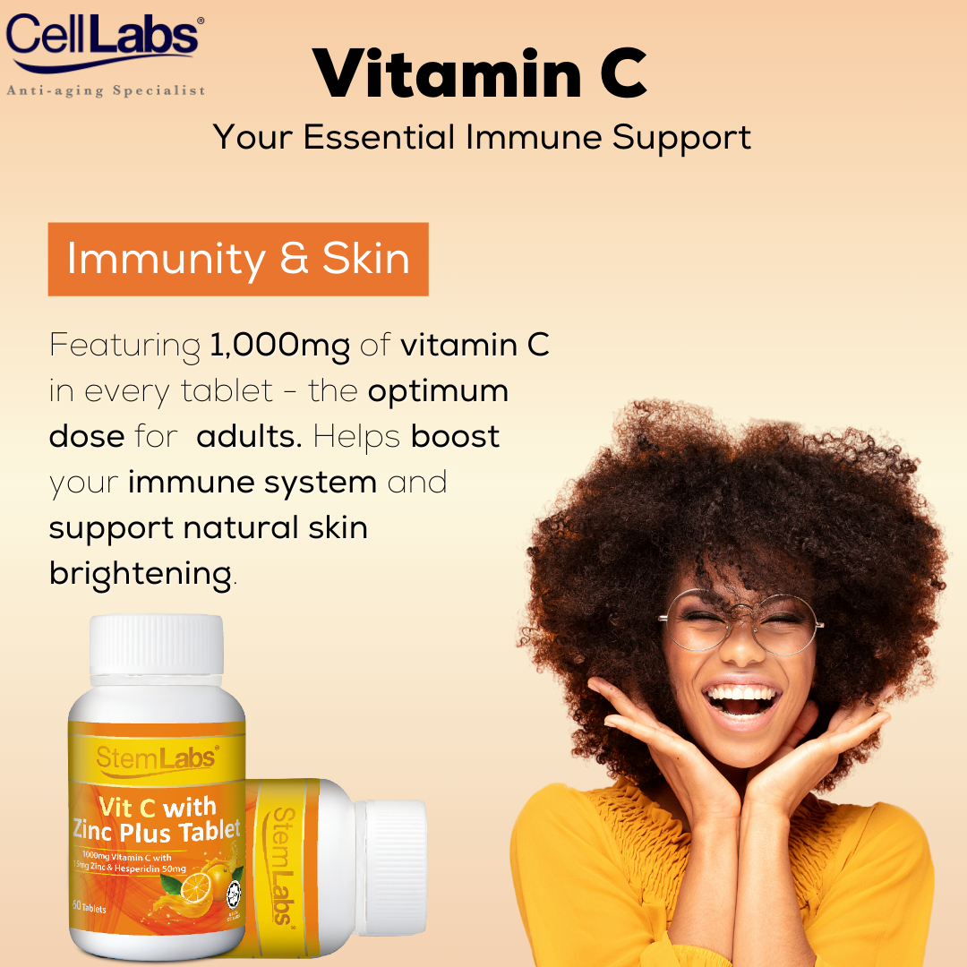 StemLabs® Vitamin C 1,000mg with Zinc Plus - Immune Supplement - Image 2